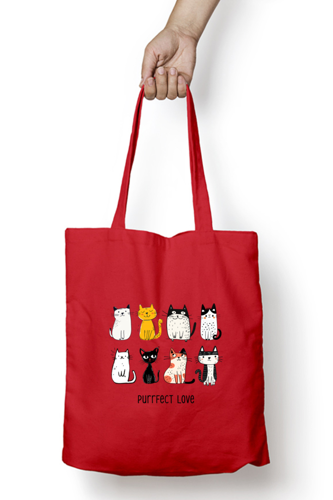 Purrfect Love Cat lovers Tote Bag Zipper