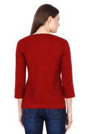 Women's Red Round Neck Full Sleeves