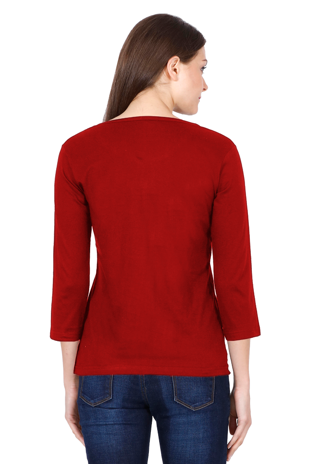 Women's Red Round Neck Full Sleeves