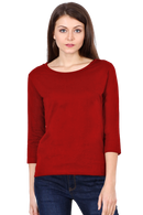 Women's Red Round Neck Full Sleeves