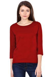 Women's Red Round Neck Full Sleeves