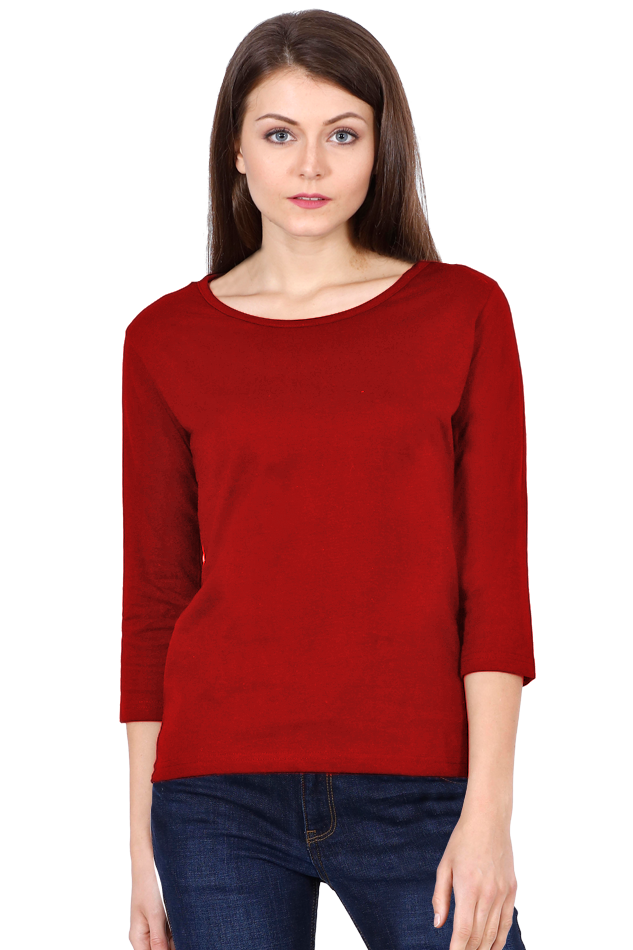 Women's Red Round Neck Full Sleeves