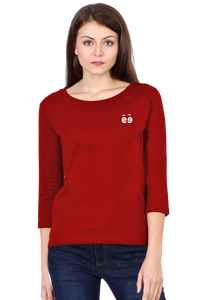 Women's Red Round Neck Full Sleeves