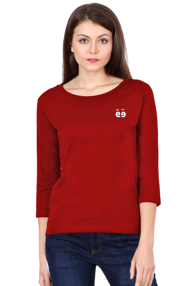 Women's Red Round Neck Full Sleeves