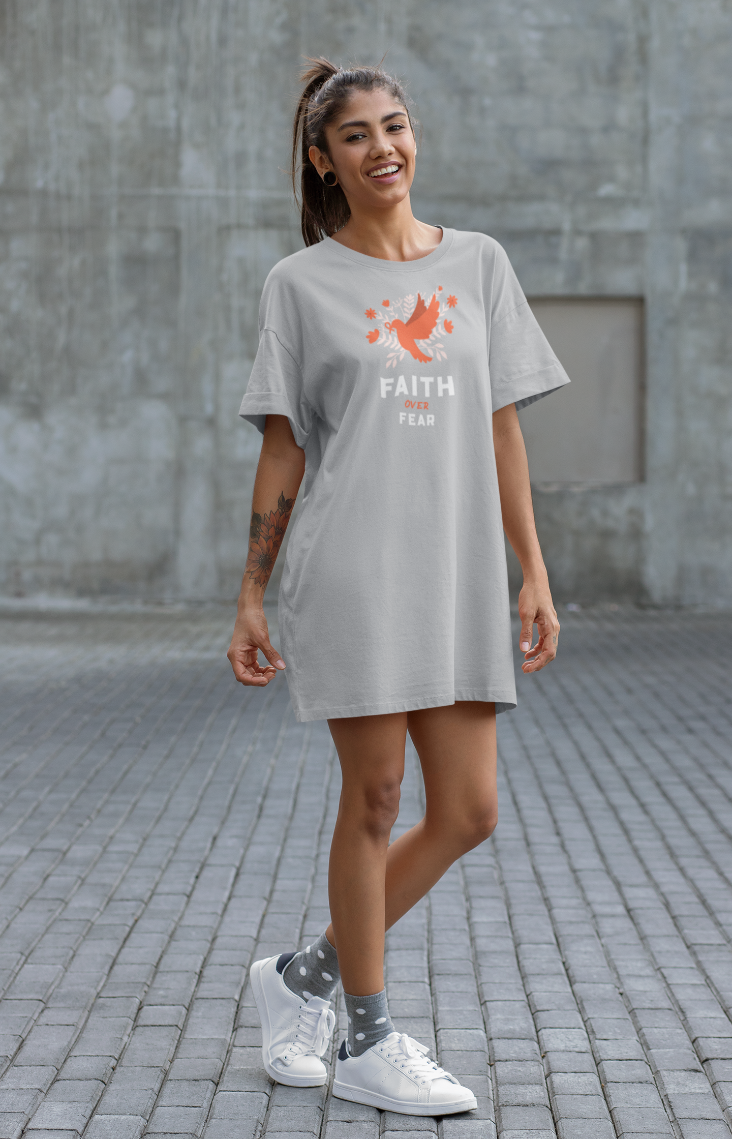 Women's "Faith Over Fear" T-Shirt Dress