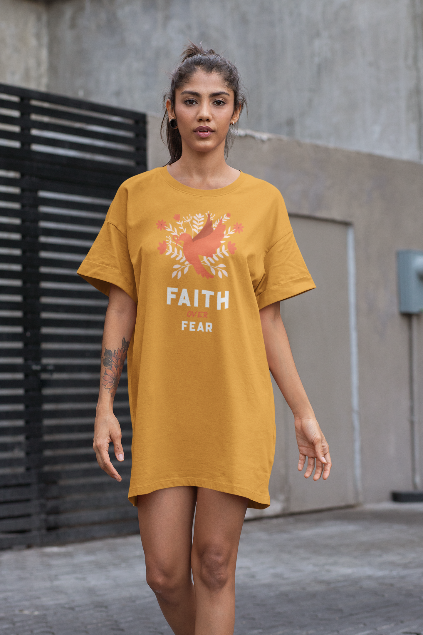 Women's "Faith Over Fear" T-Shirt Dress