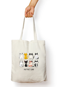 Purrfect Love Cat lovers Tote Bag Zipper