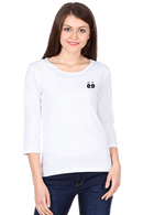 Women's White Round Neck Full Sleeves