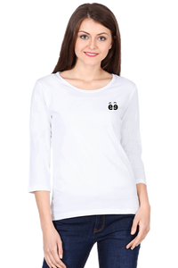 Women's White Round Neck Full Sleeves