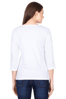 Women's White Round Neck Full Sleeves