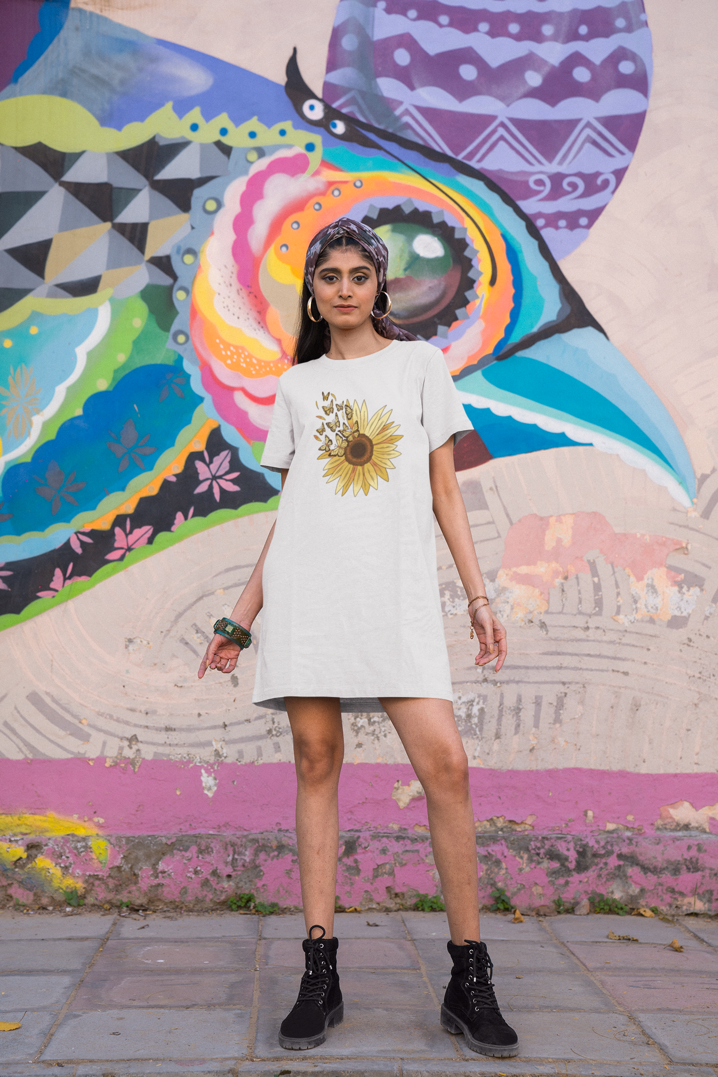 Women’s Flow of Sunflowers T-Shirt Dress