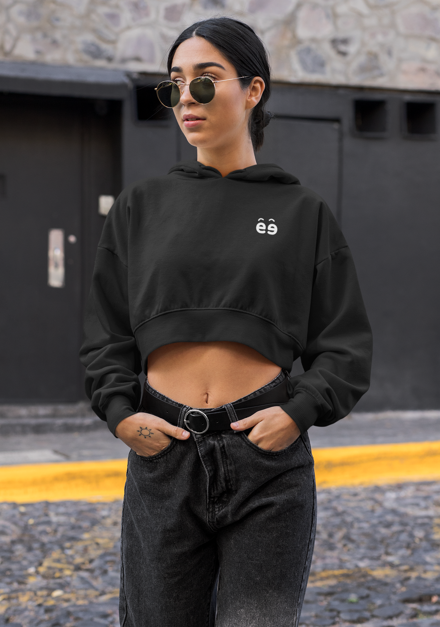 Black Crop Hoodie