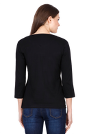 Women's Black Round Neck Full Sleeves