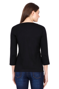 Women's Black Round Neck Full Sleeves