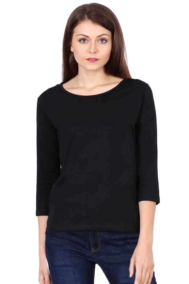 Women's Black Round Neck Full Sleeves