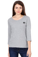 Women's Grey Melange Round Neck Full Sleeves