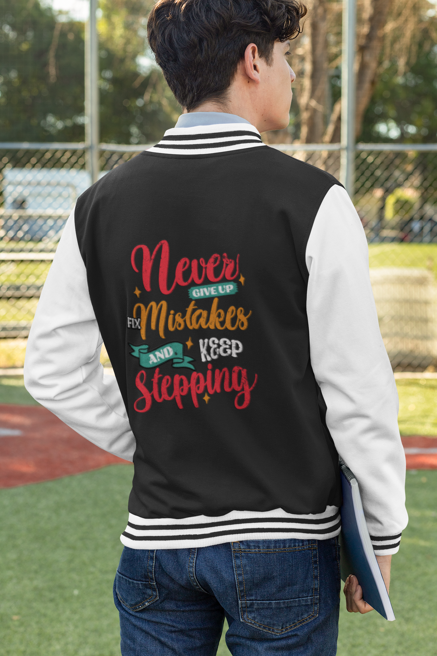 Never Give Up Varsity Jacket