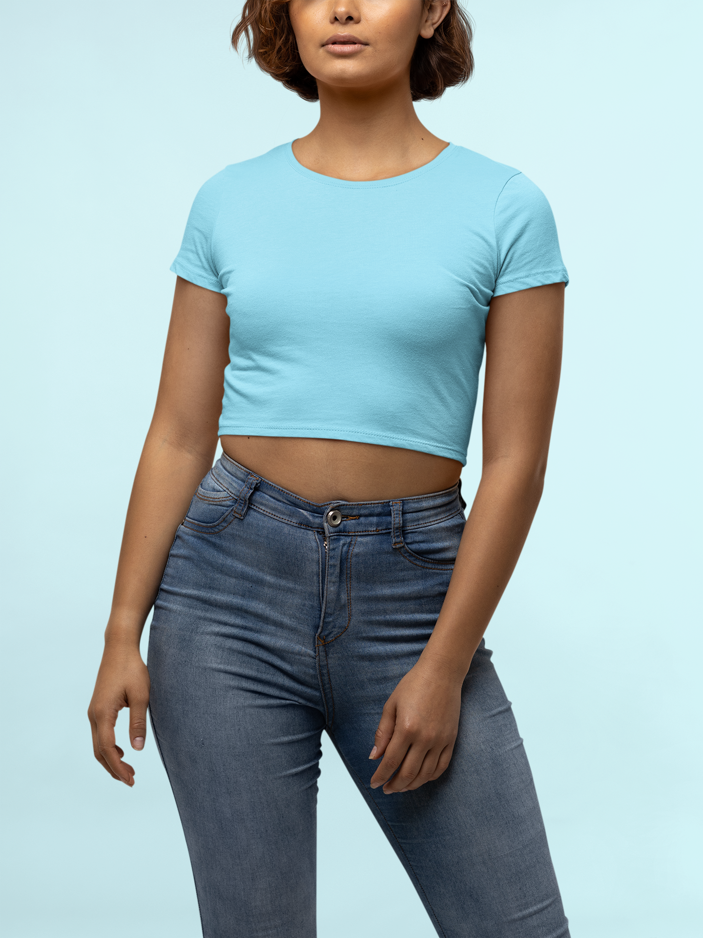 Women Cropped Tops - Sky Blue