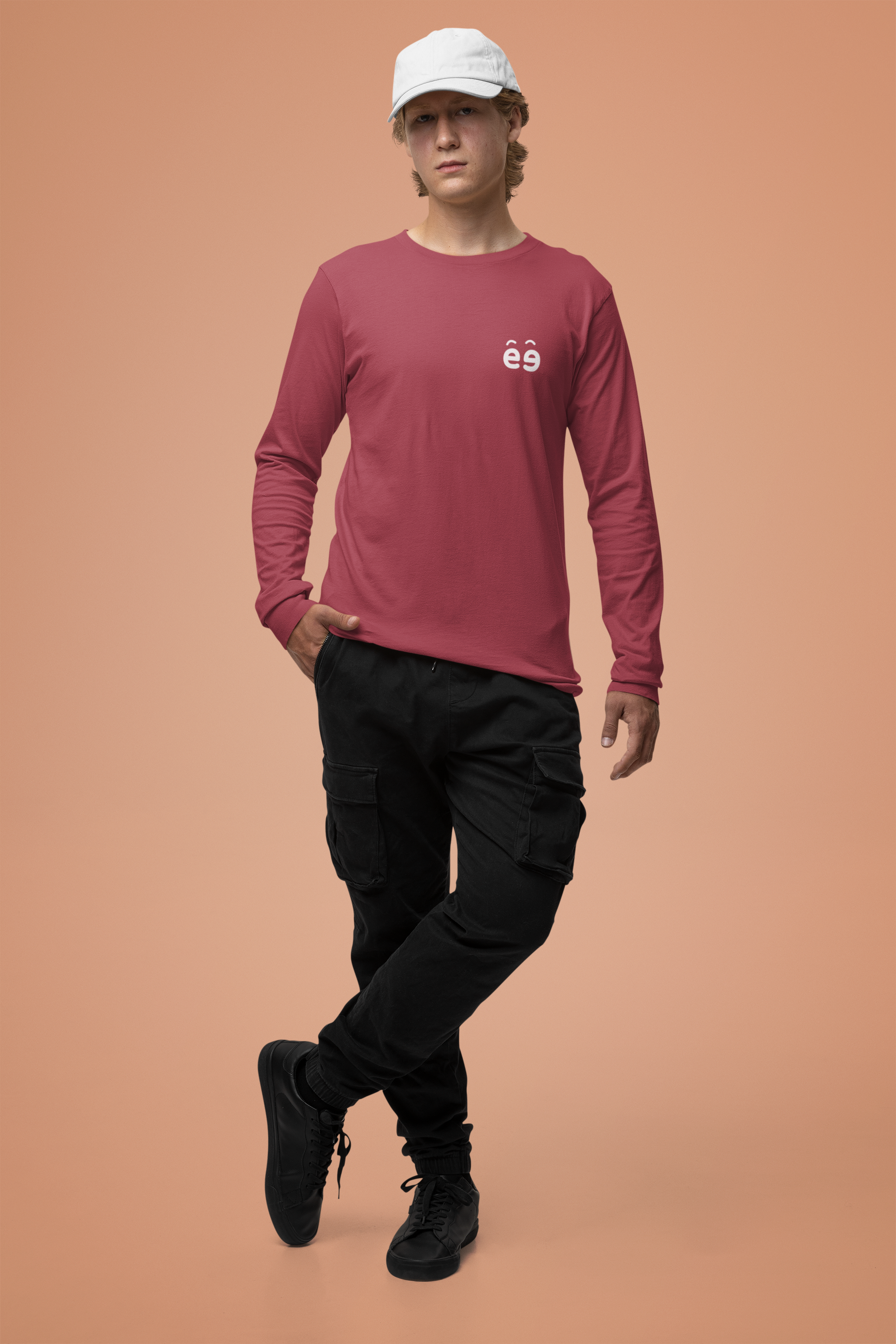 Men's Maroon Round Neck Full Sleeves