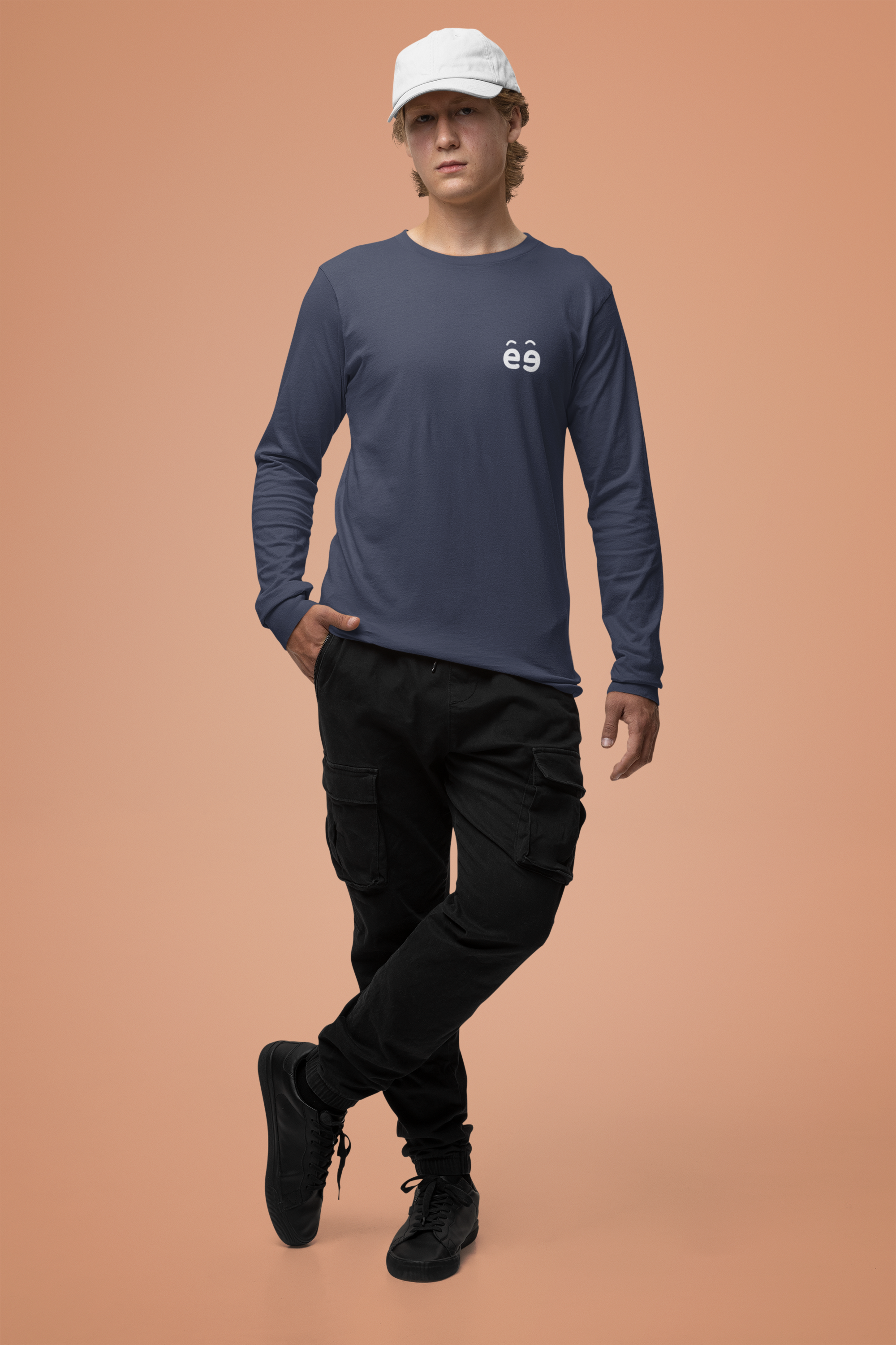 Men's Navy Blue Round Neck Full Sleeves