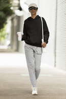Women's Grey Melange Solid Jogger