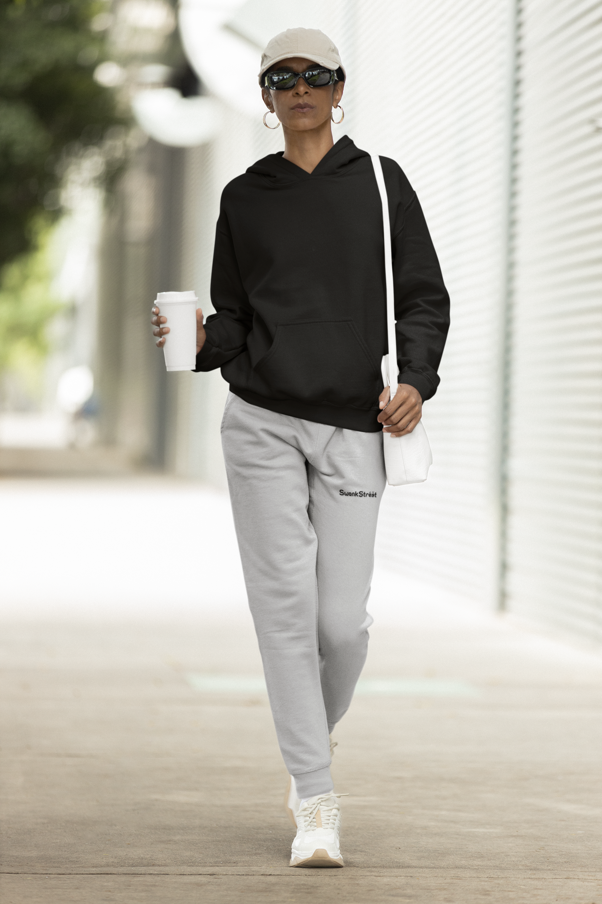 Women's Grey Melange Solid Jogger