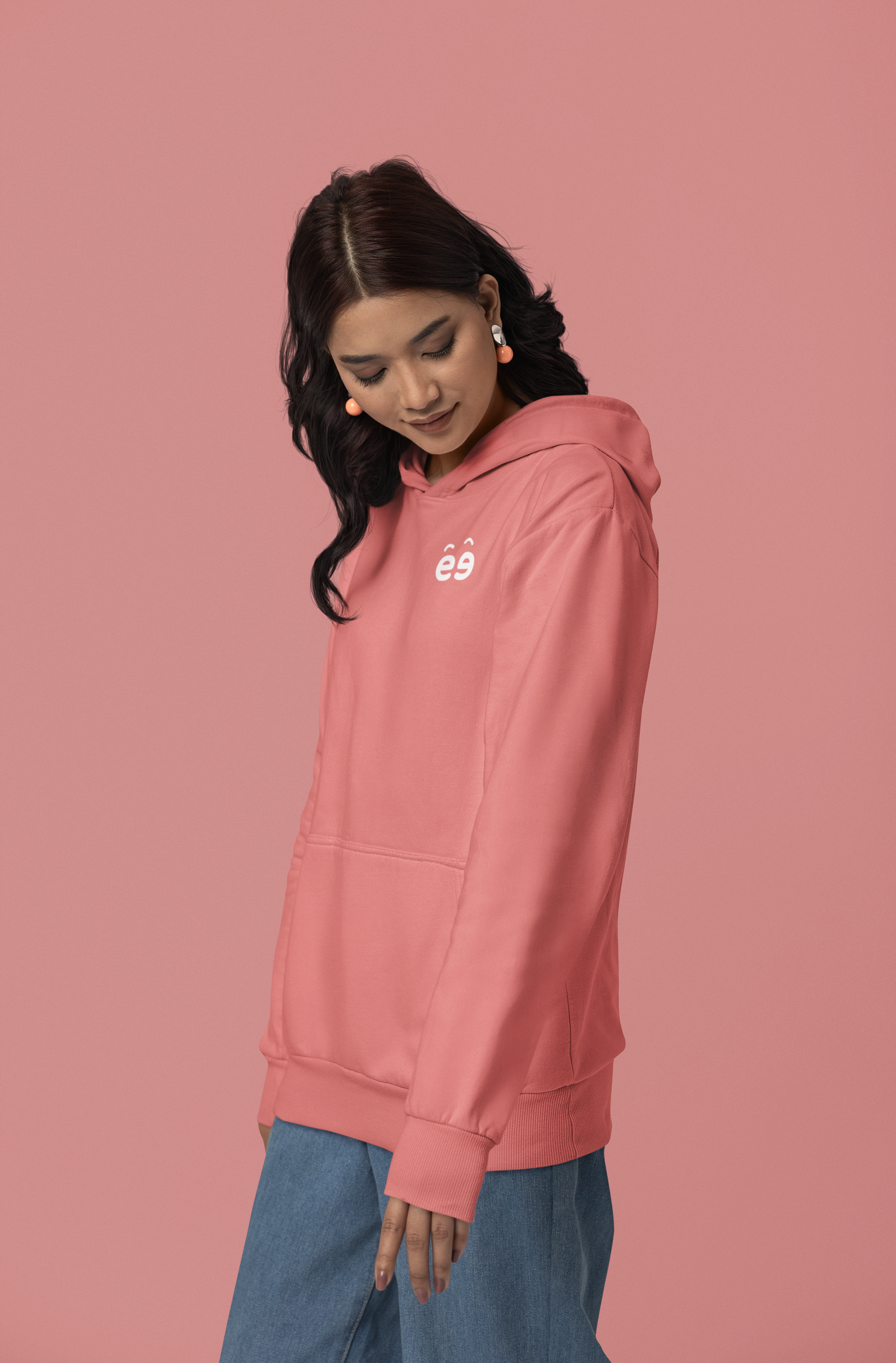 Women Coral Hoodie