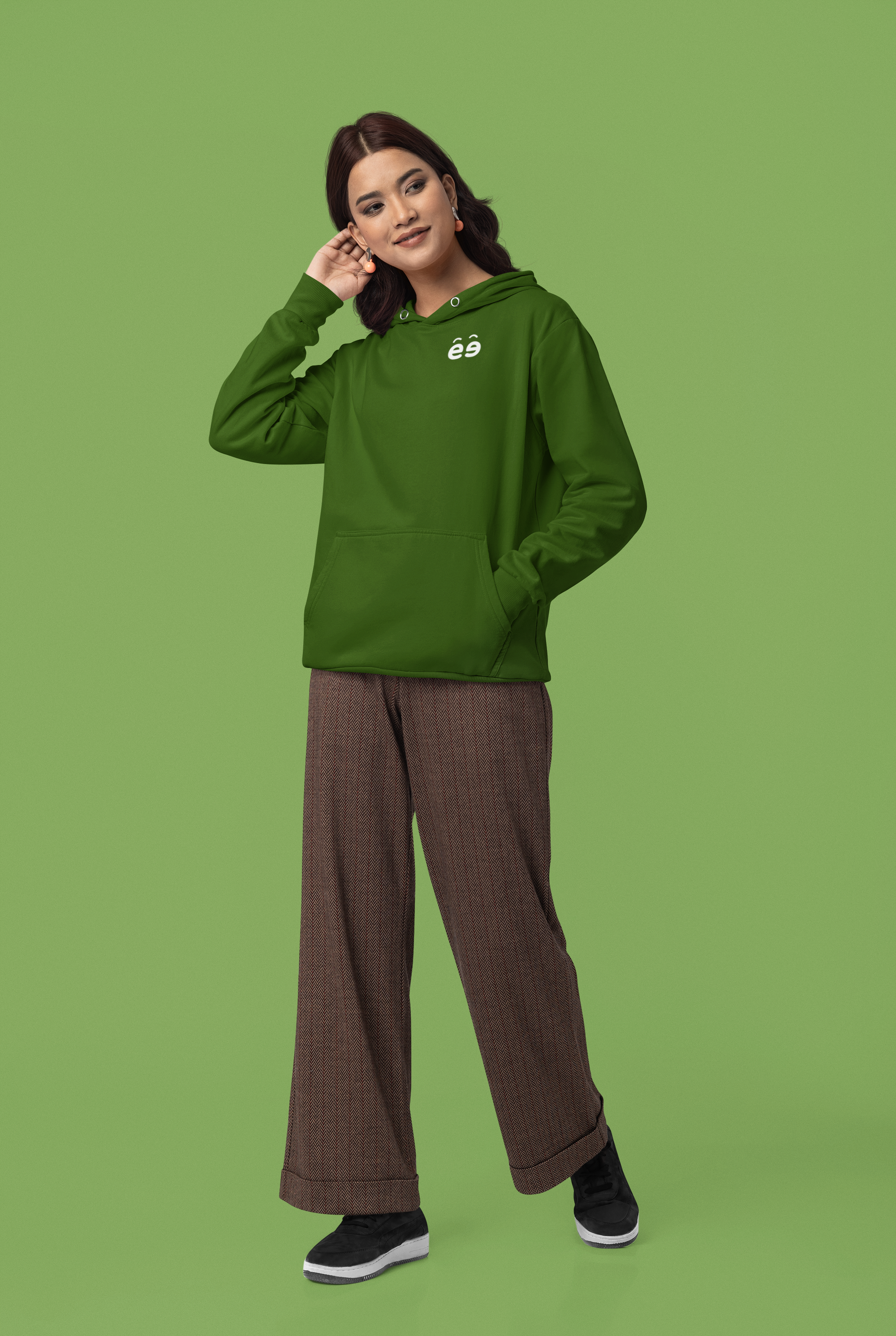 Women Bottle Green Hoodie