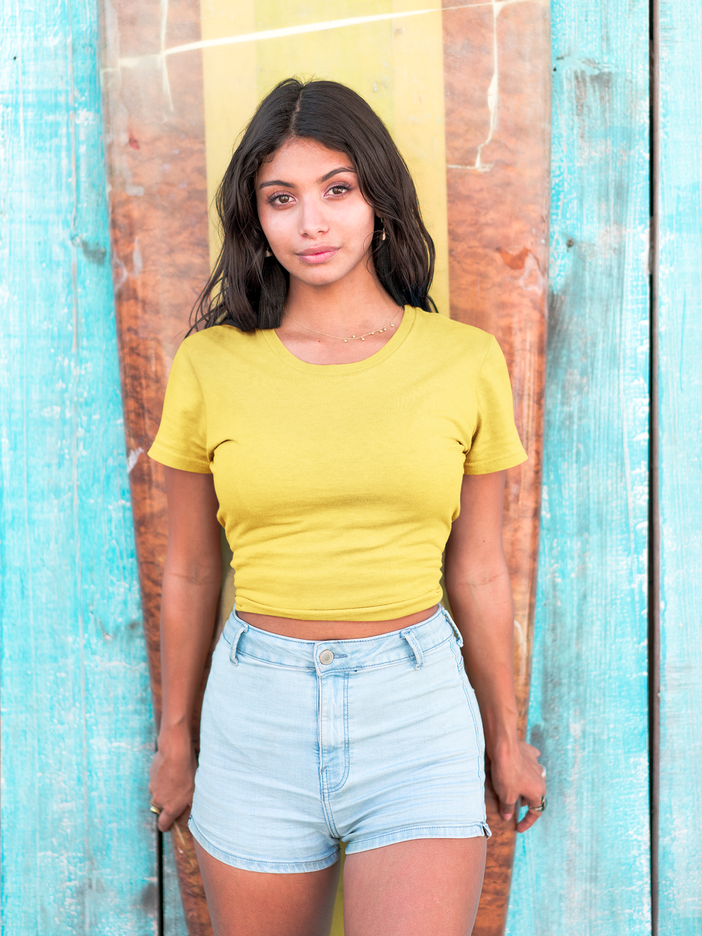 Women Cropped Tops - Golden Yellow