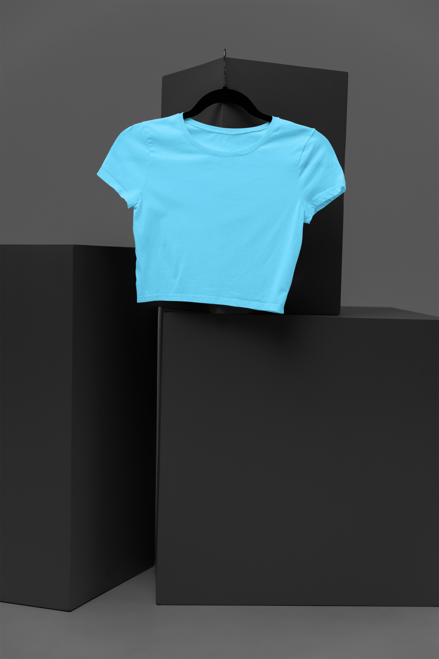 Women Sky Blue Crop Top