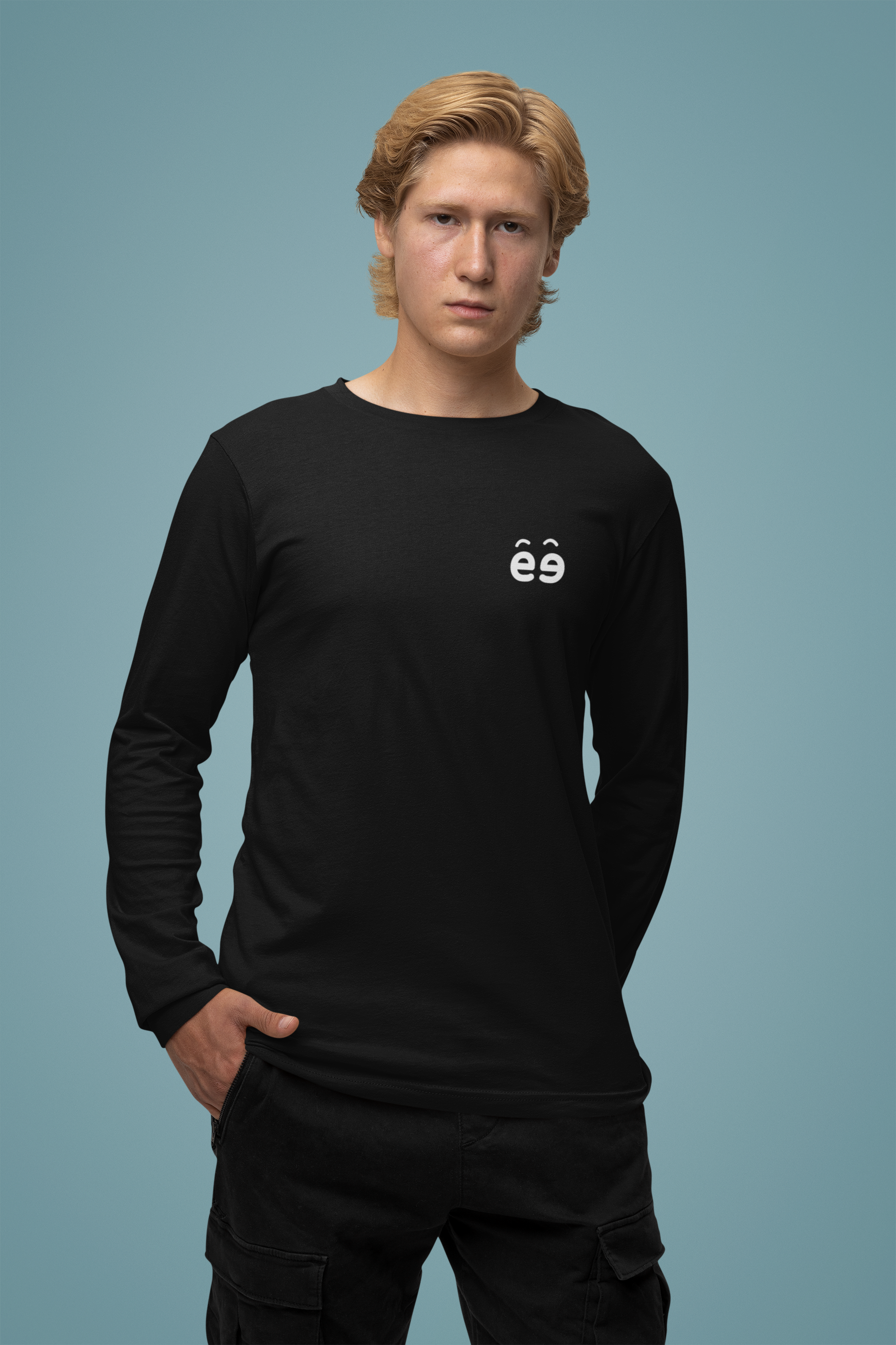 Men's Black Round Neck Full Sleeves