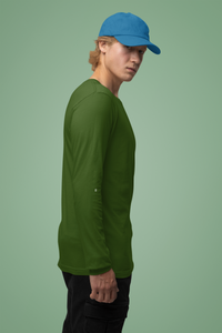 Men's Bottle Green Round Neck Full Sleeves