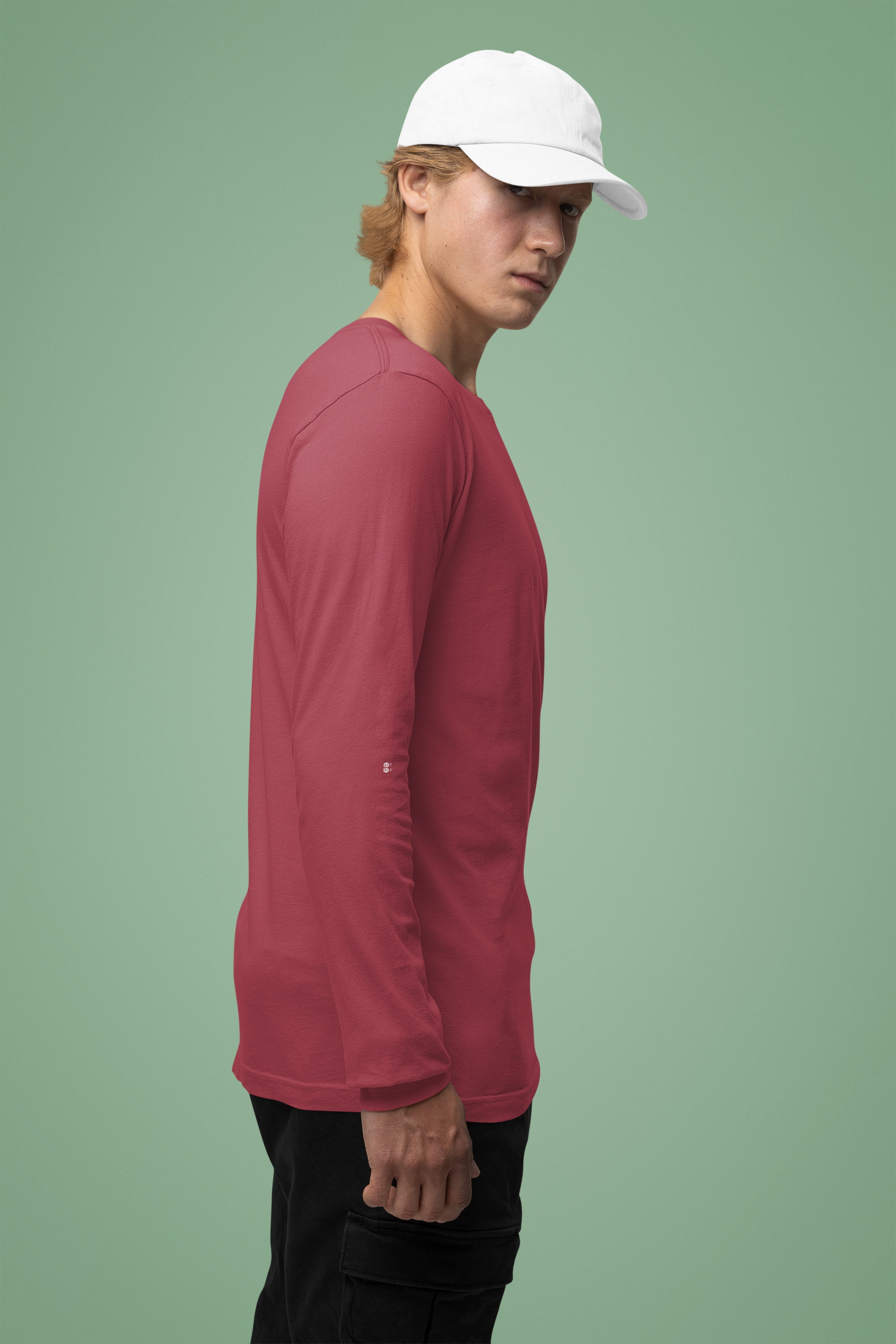 Men's Maroon Round Neck Full Sleeves