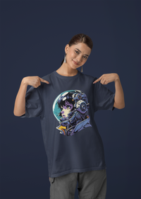 Futuristic Space Robot Cartoon Oversized T-Shirt