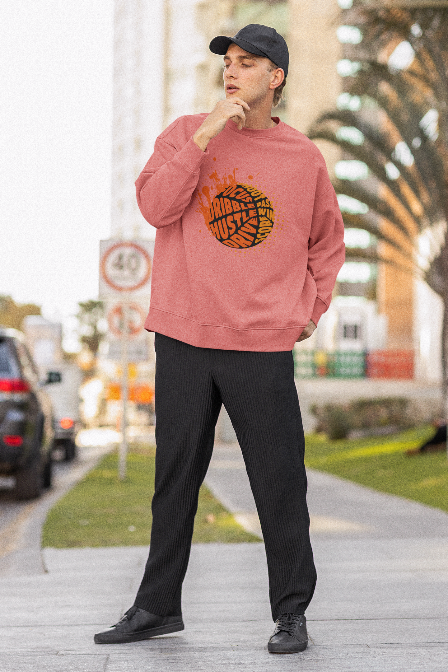 Letter Ball, Basketball Typography Sweatshirt